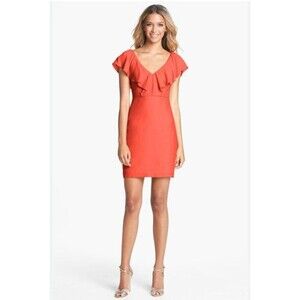 Jenny Yoo Collection Red Ruffle Silk Blend Dress Size 0 Cocktail‎ Wedding $265